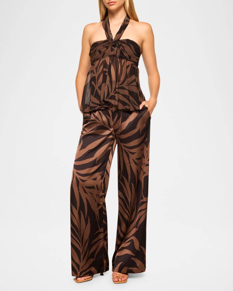 Reshma Satin Wide-Leg Pants